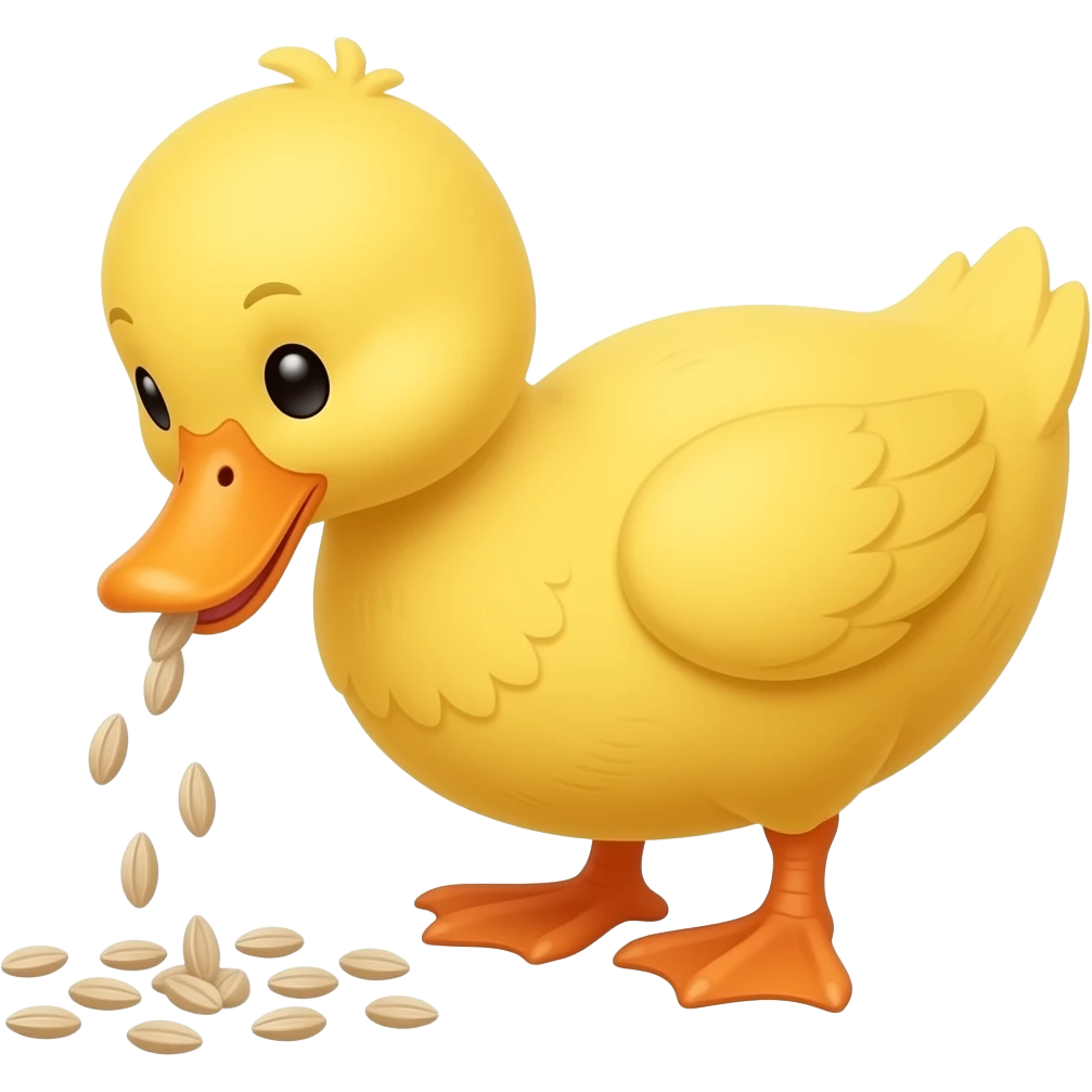 Cartoon 2d adult duck pecking seeds emoji