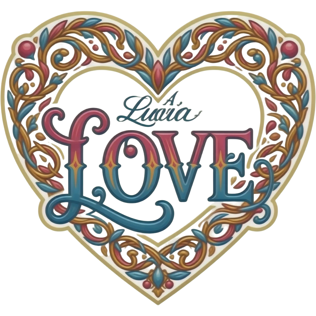 uno que este escrito Diego F. + Lucia A.= LOVE, con sus detallles y colores emoji