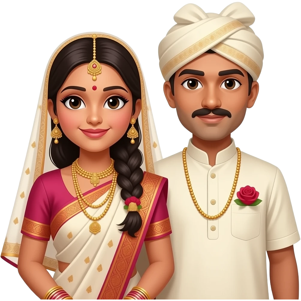 weding couple sare and dhoti emoji