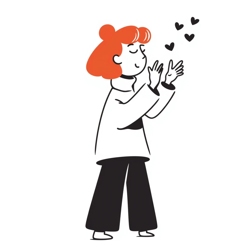 red headed girl blowing kisses emoji