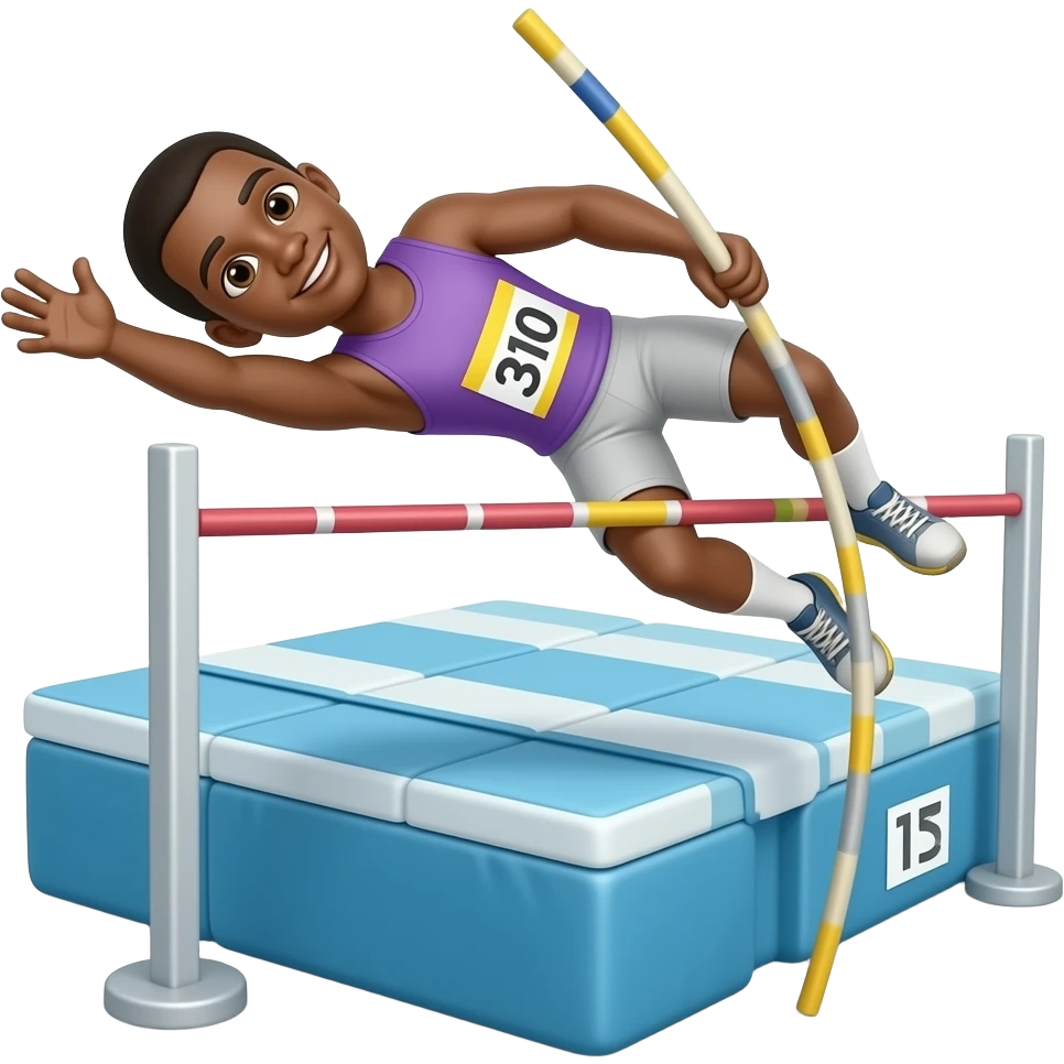 black man pole vaulting emoji