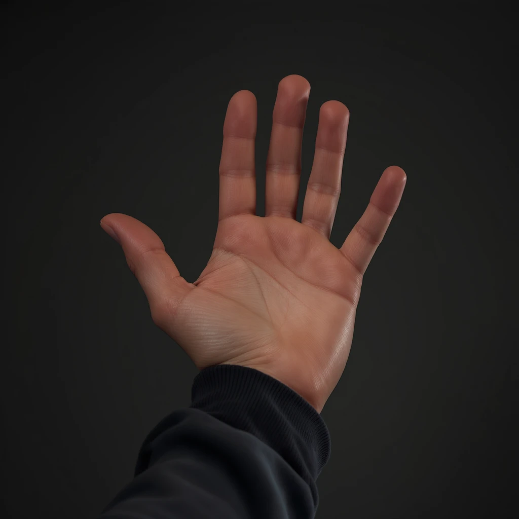 realistic human hand, palm open, neutral background emoji