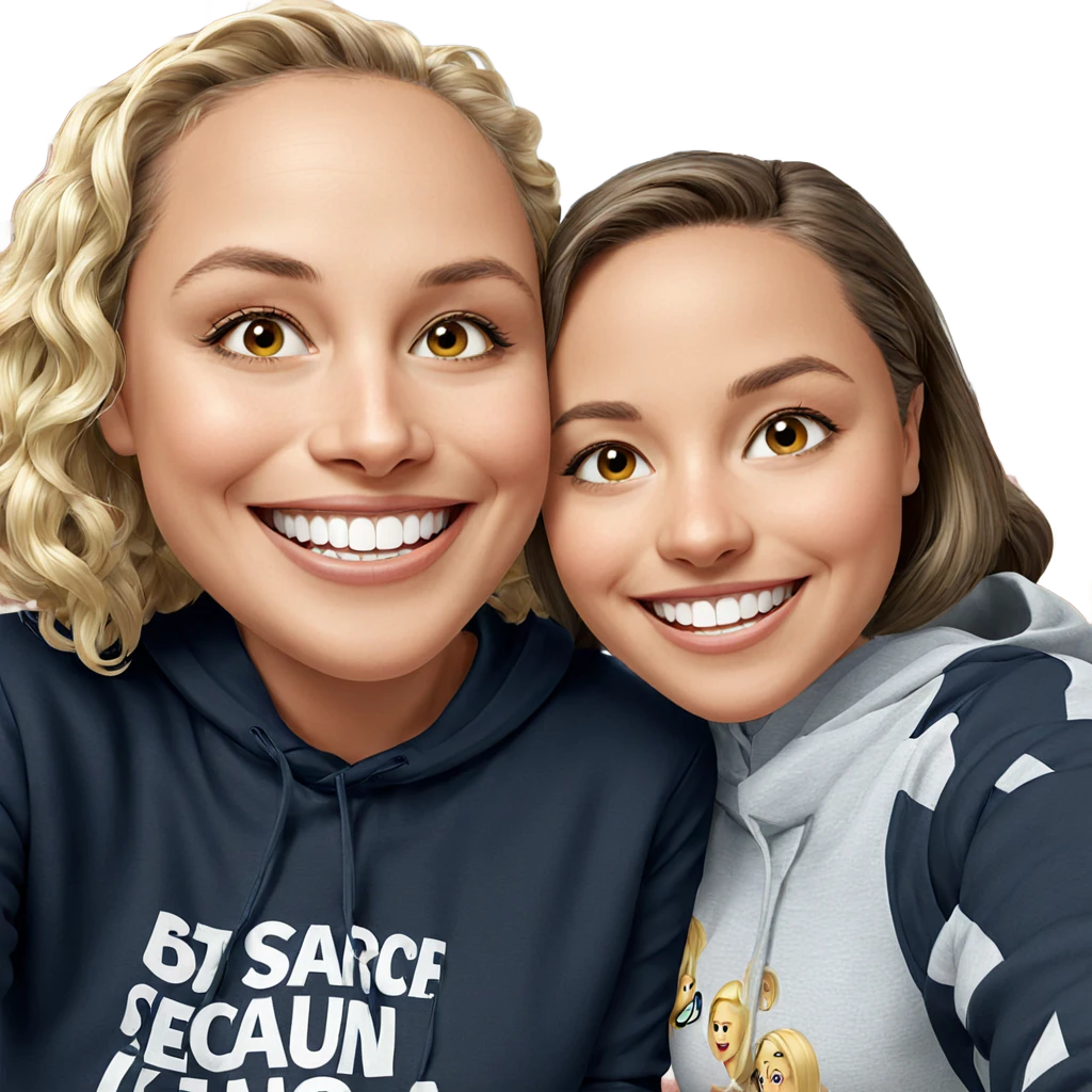 blonde girls smiling together emoji