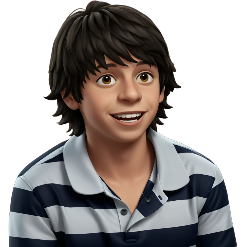 smiling boy in striped shirt emoji