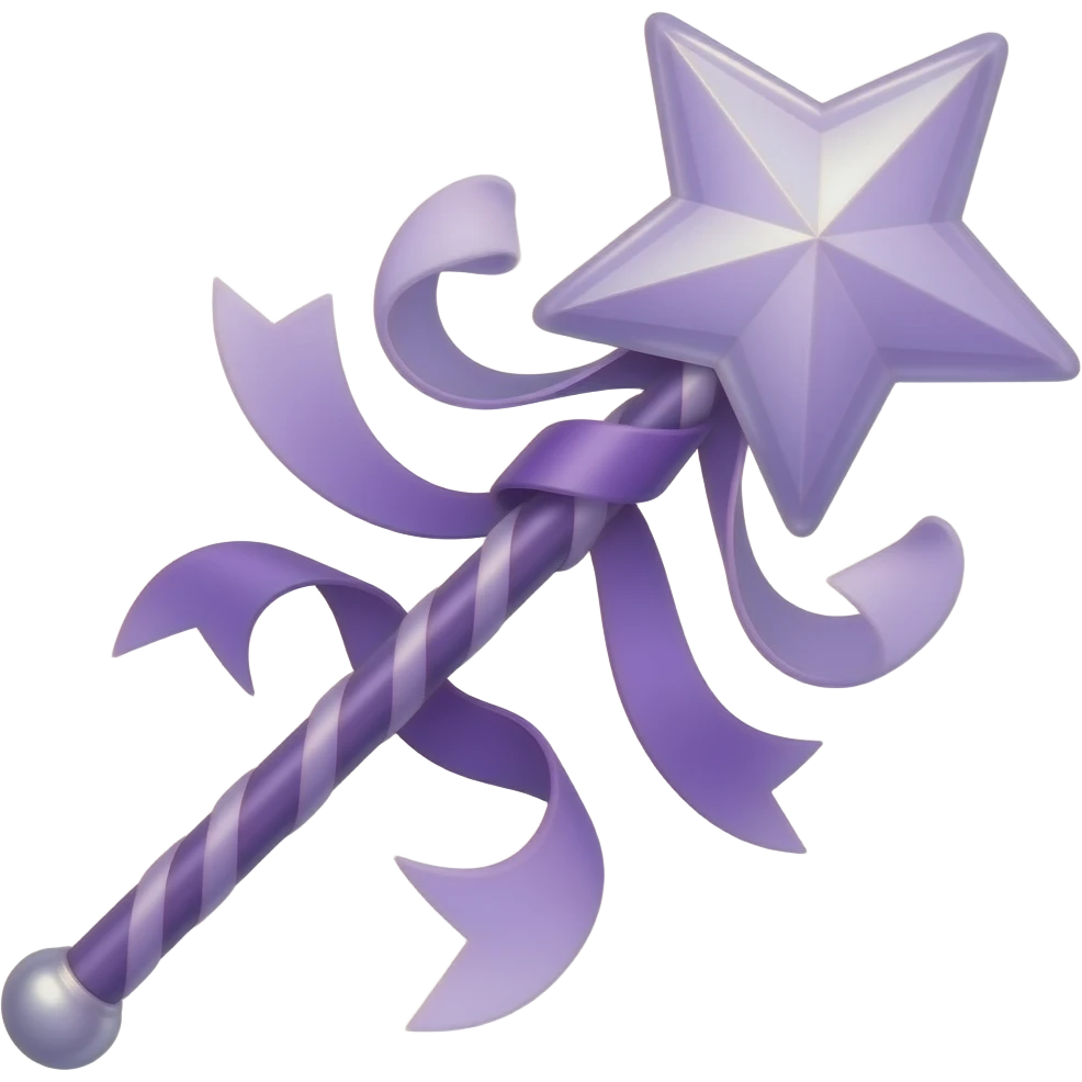 Purple ribboned purple magic wand emoji