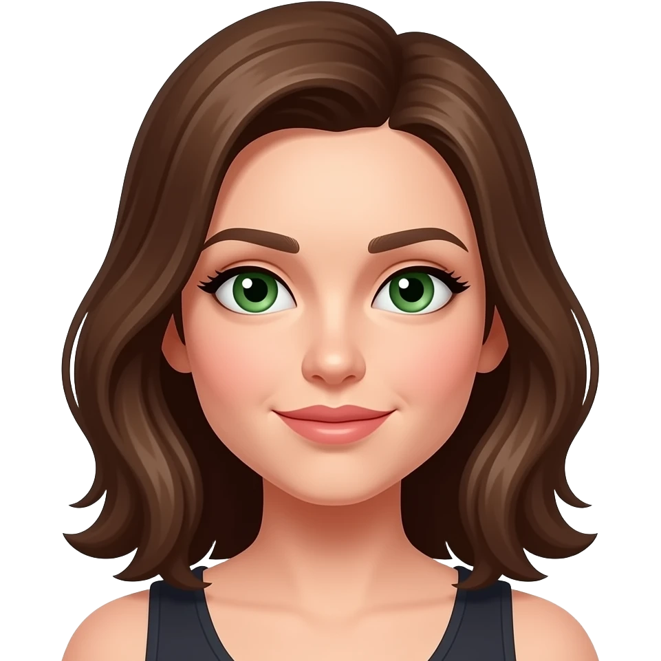 shoulder length brown hair green eye woman emoji
