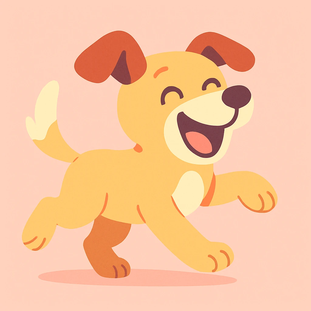playful dog, pastel toon cartoon style emoji