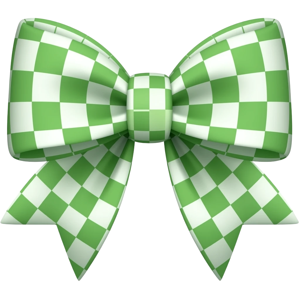 GREEN AND WHITE CHECKERED BOW emoji