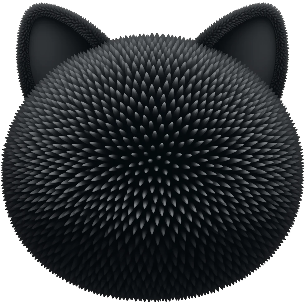 Pompom preto com orelha de gato pretas emoji