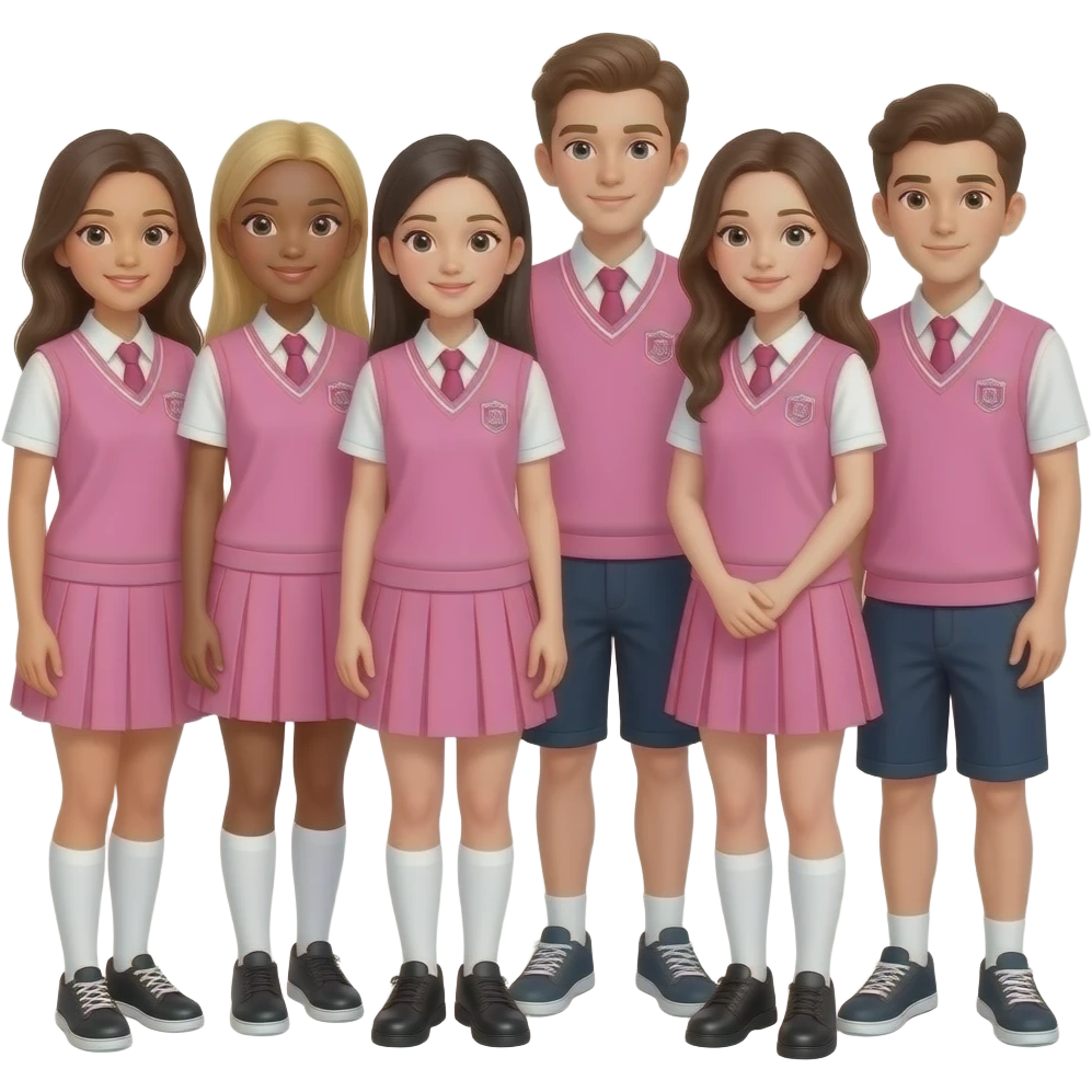 high school girls and boys wearing pink emoji