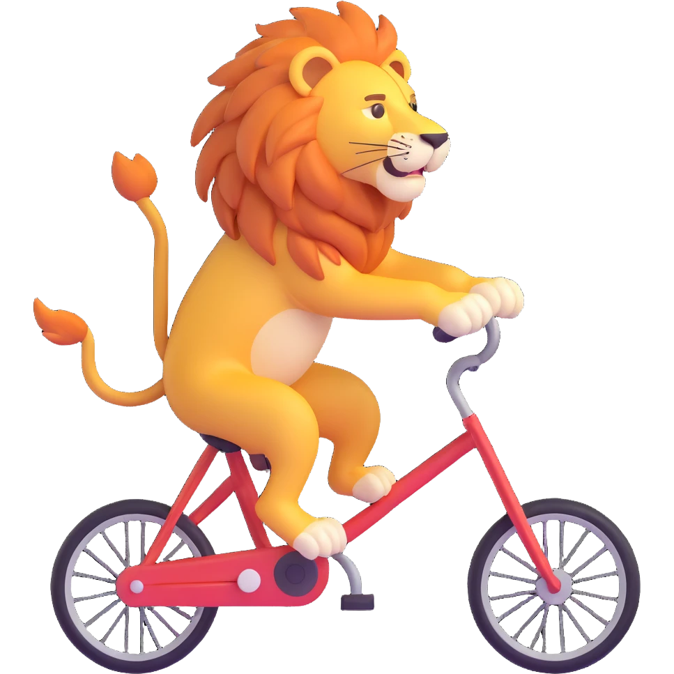 A 20-year-old anthropomorphic lion journalist who loves to travel and ride a bicycle emoji
