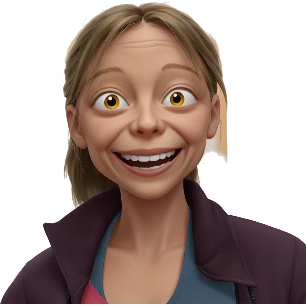 smiling girl in eerie setting emoji