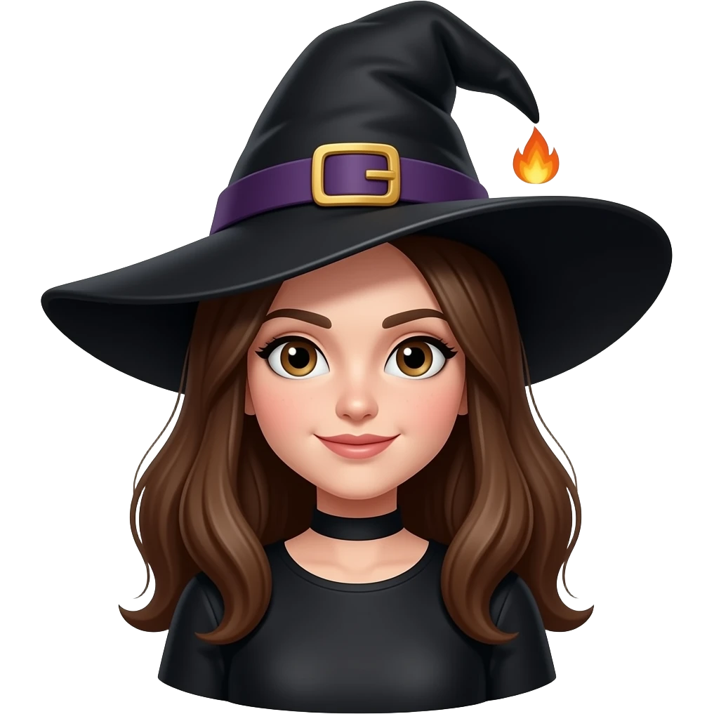 hot witch with black hair with brown hair emoji