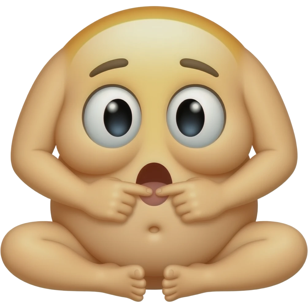 This same emoji, naked with big boobs, sitting with legs spread apart wide open, and touching her hairy vagina emoji