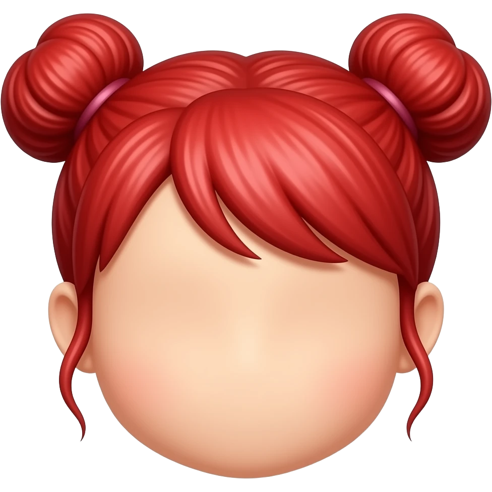 red hair styled in two buns, no face emoji
