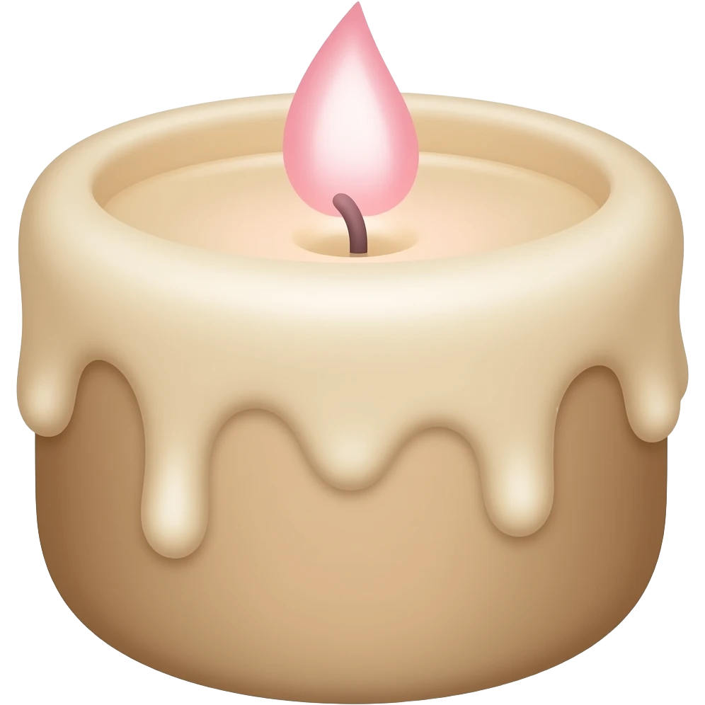 candle, warm beige wax with soft pink flame glow emoji