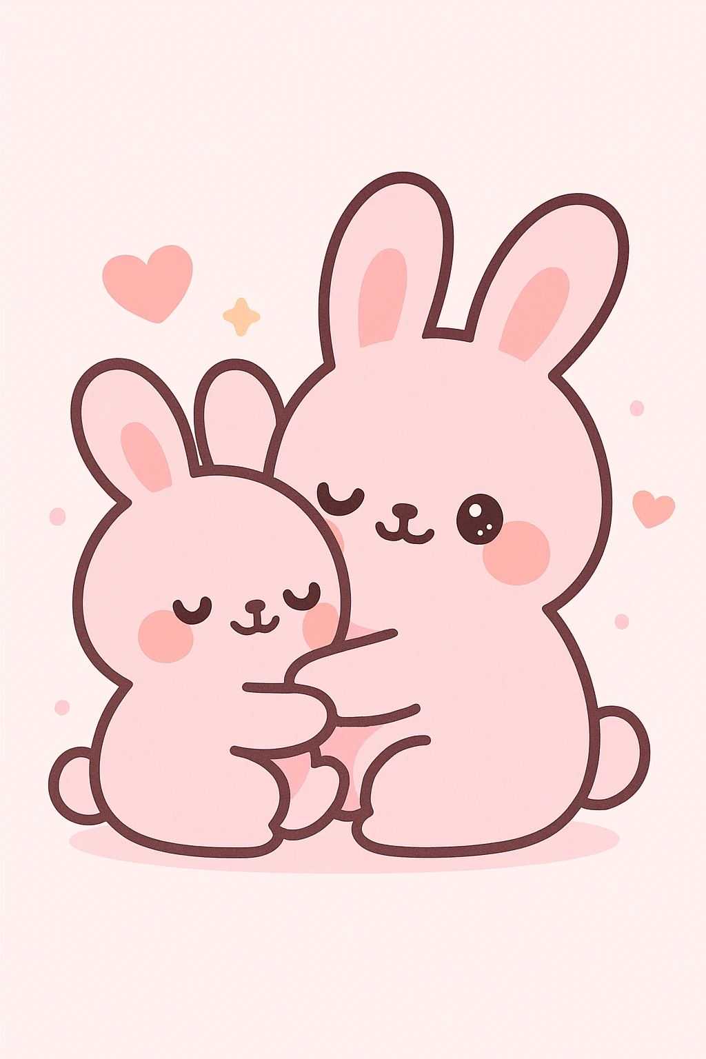 pink bunnies snuggling  emoji