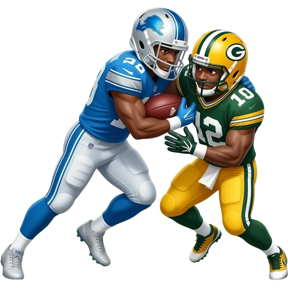 Detroit Lion takes a big chunk out of a Green Bay packer emoji