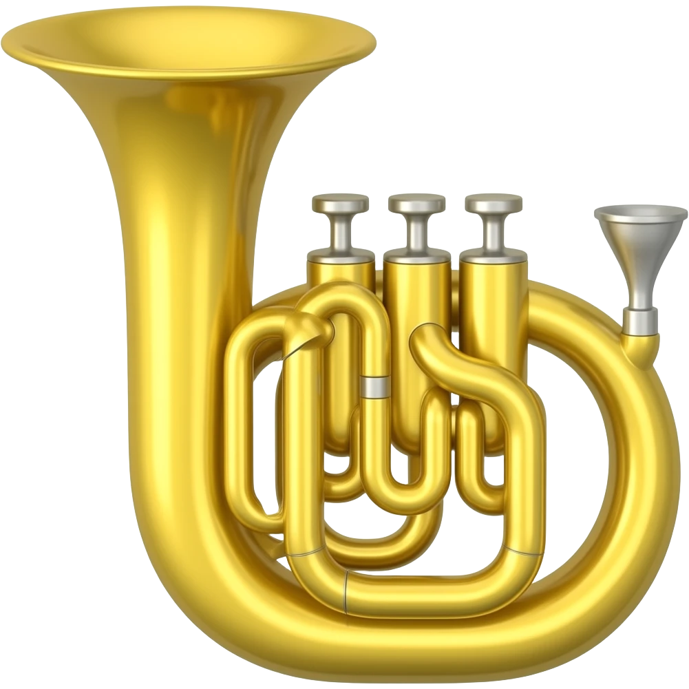 Gestalte ein Emoji in gelb von einer Tuba in der Bauform mit vier Ventilen emoji
