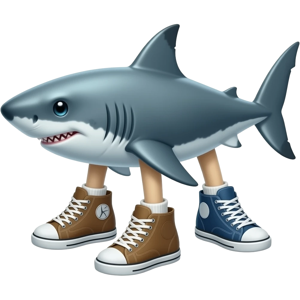 Make a shark have 3 legs and 3 shoes emoji