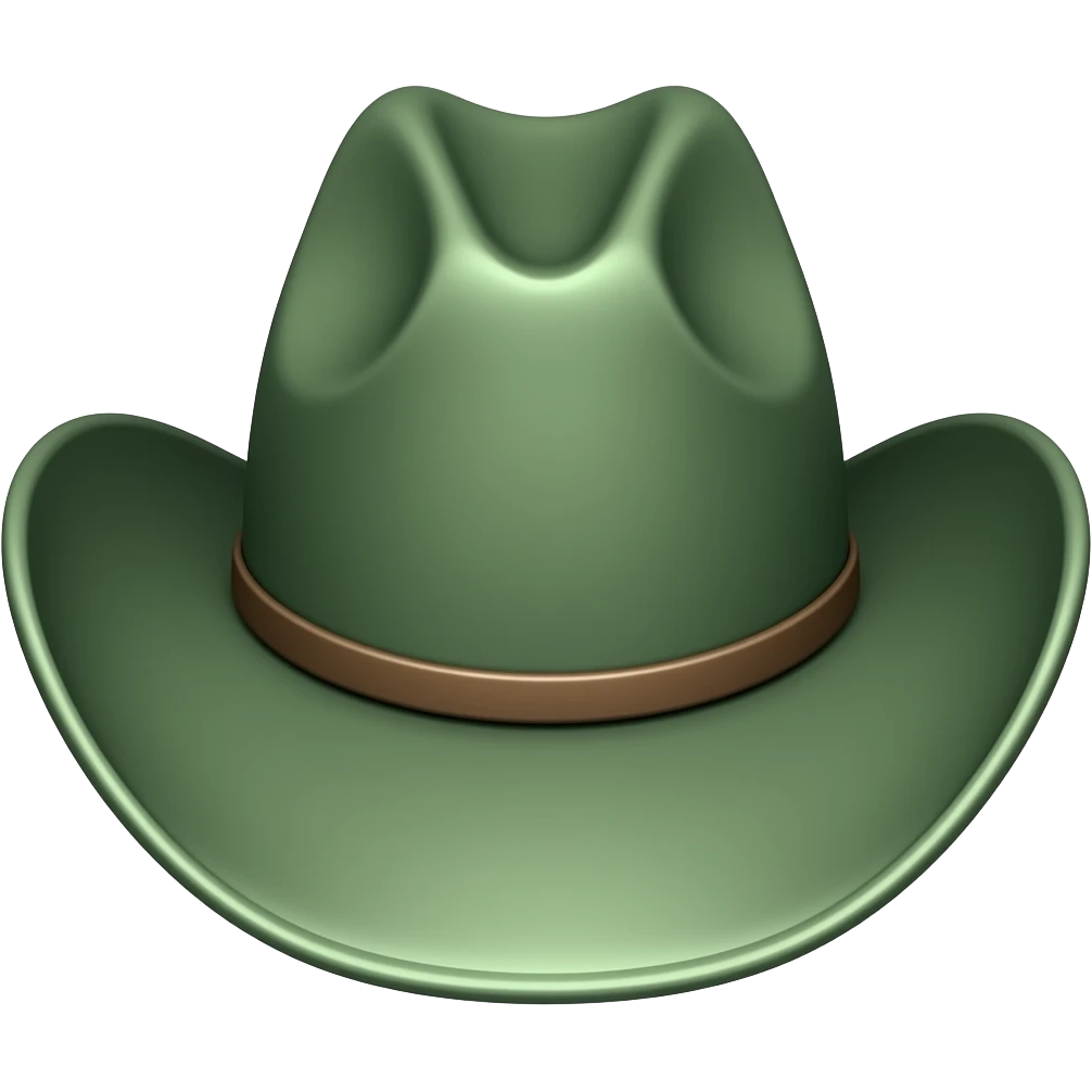 emoji de un sombrero de color verde oscuro sin la hebilla sin la persona pero mas como sombrero como de vaquero emoji