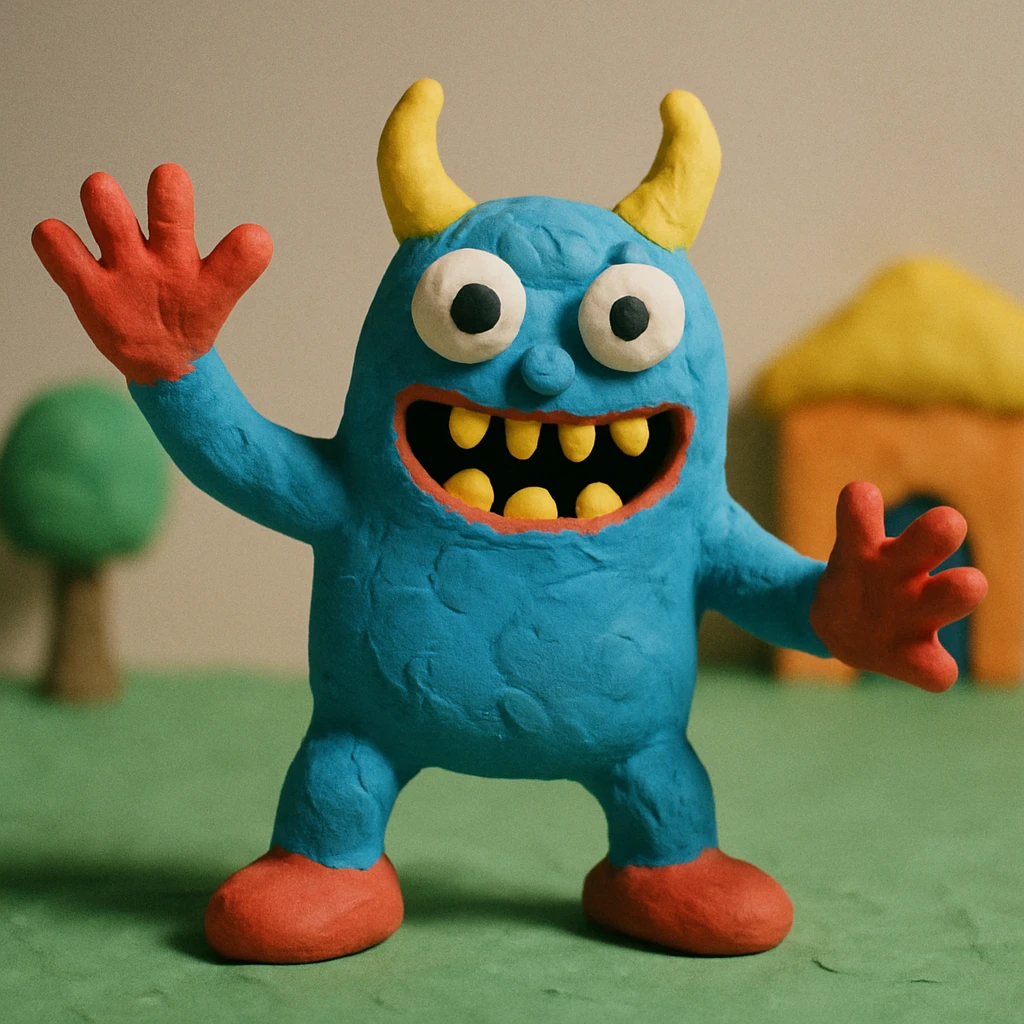 怪人, claymation style, textured and playful emoji