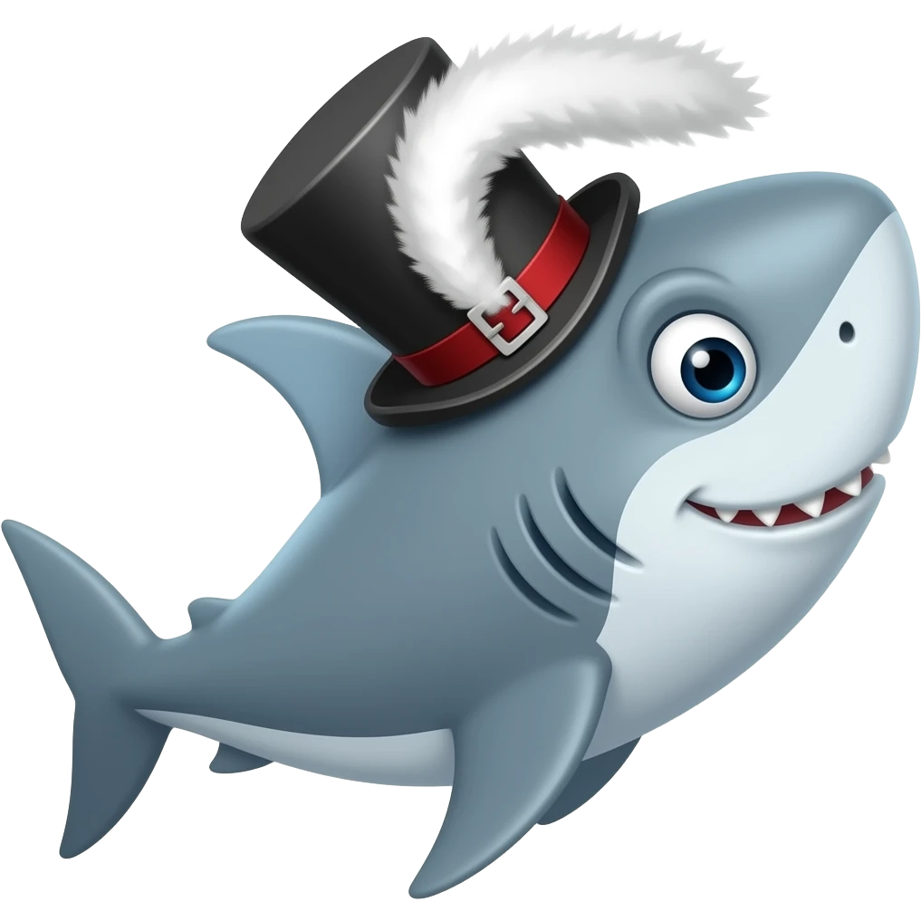 Shark with a top hat emoji