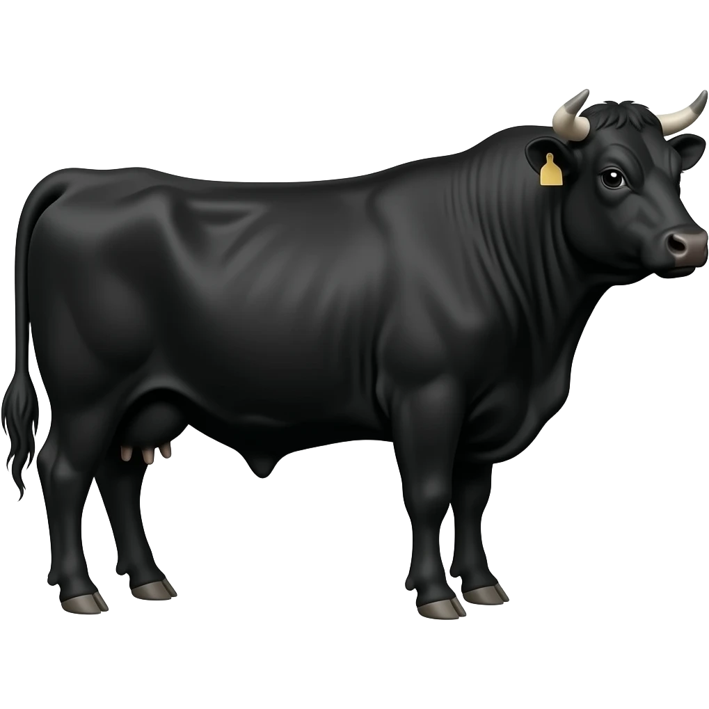 Black Angus cow no horns emoji
