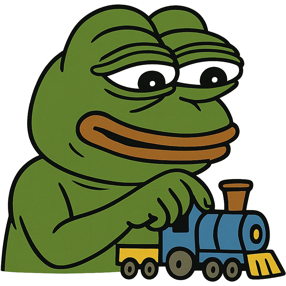 pepe playing with train emoji