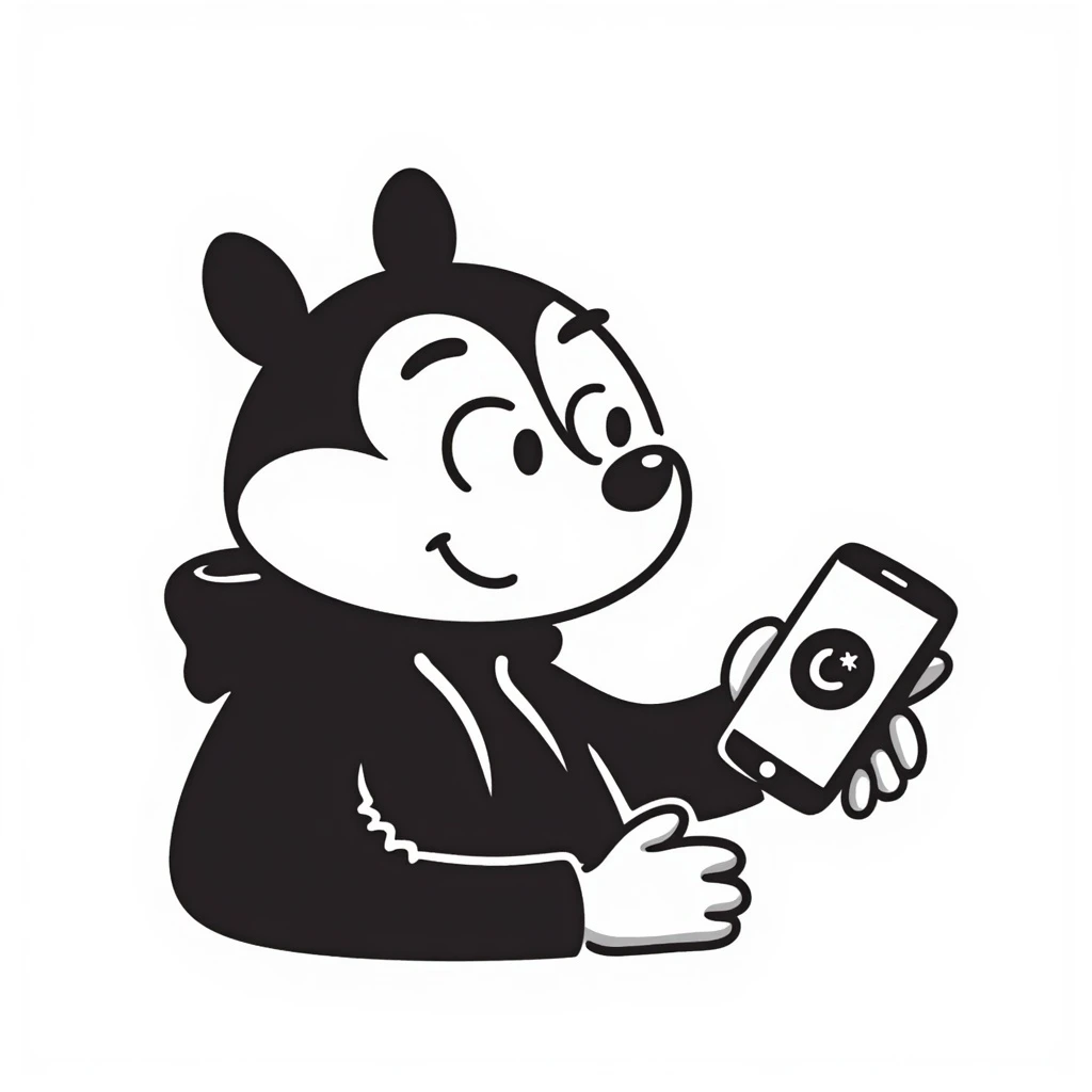 squirrel using a phone, hand-drawn doodle style emoji