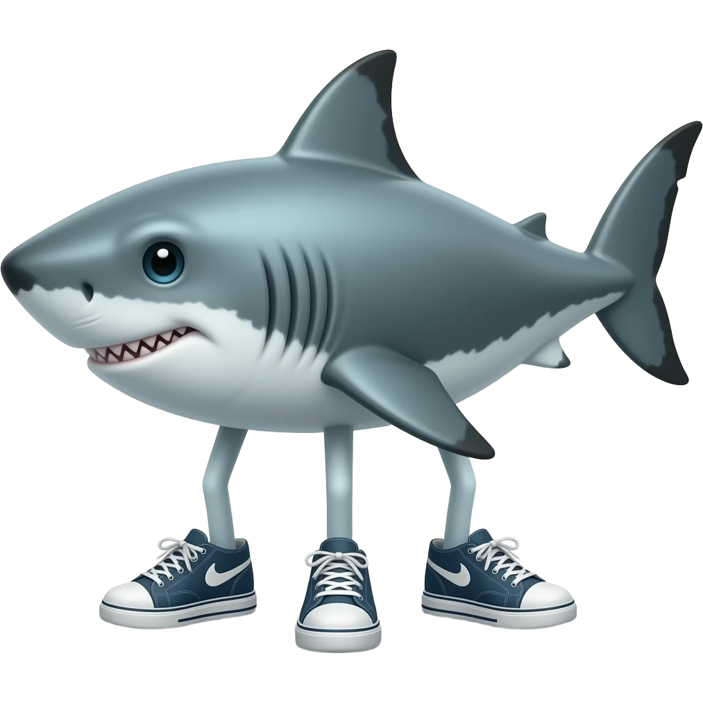 Make a shark have 3 legs and 3 shoes emoji