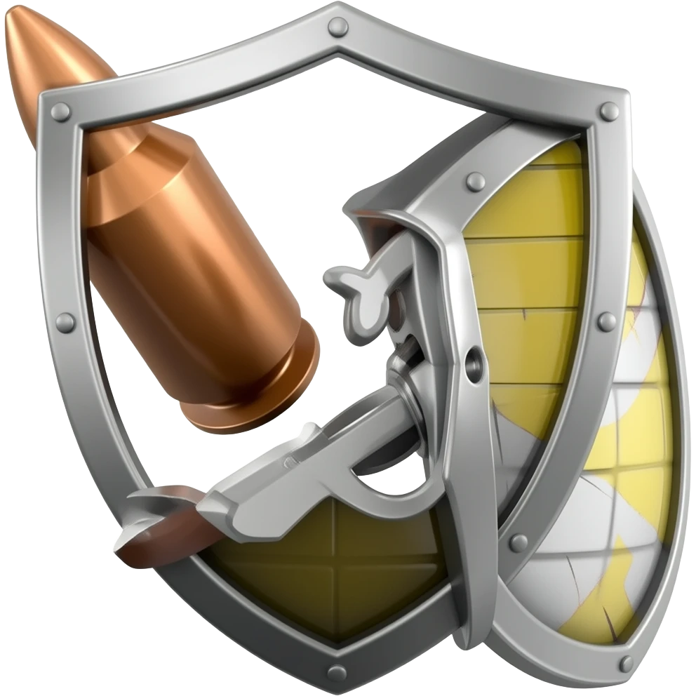 a head of a bullet bouncing off a shield emoji