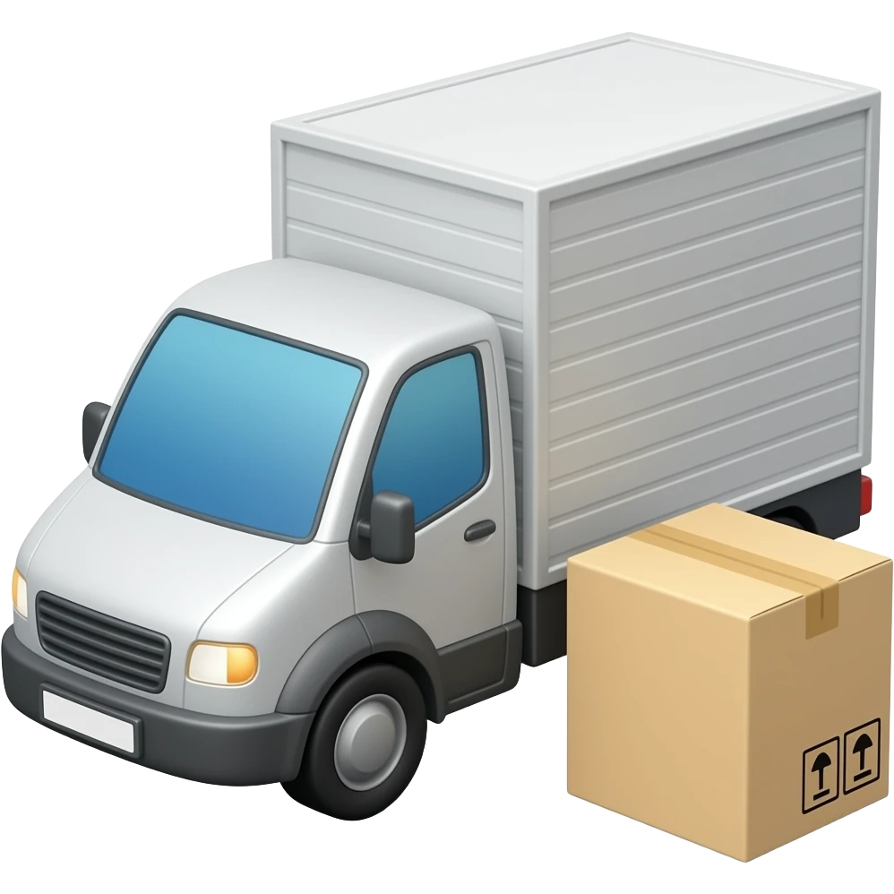 Delivery Cargo car with a box beside it. no name on the cargo emoji