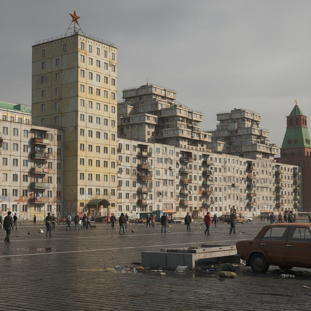 Московский Кремль, но как будто его скрестили с панельками Хрущева.

В стиле фотореализма emoji