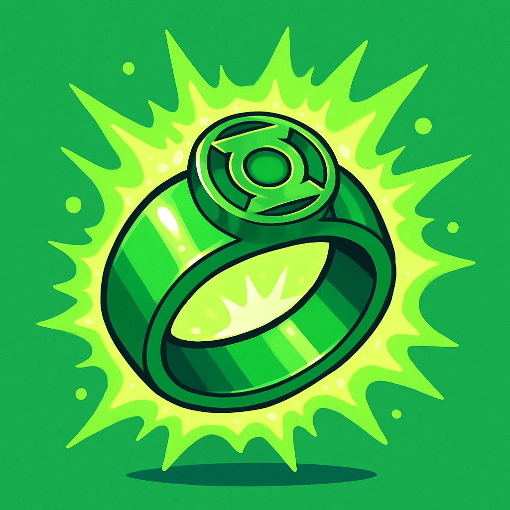 green power ring glowing vibrant cartoon style emoji