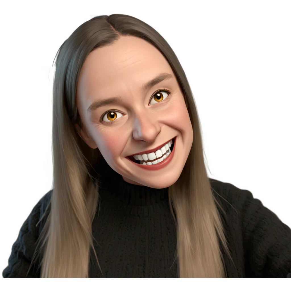 smiling girl in horror sweater emoji