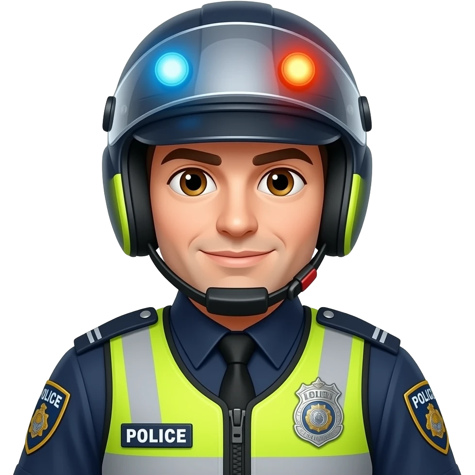 Police officer with siren helmet emoji