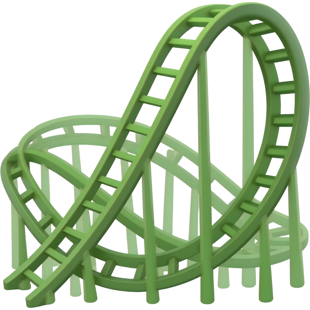 Una gráfica tipo montaña rusa con el mismo estilo de la imagen anterior con color verde y mas llamativo emoji