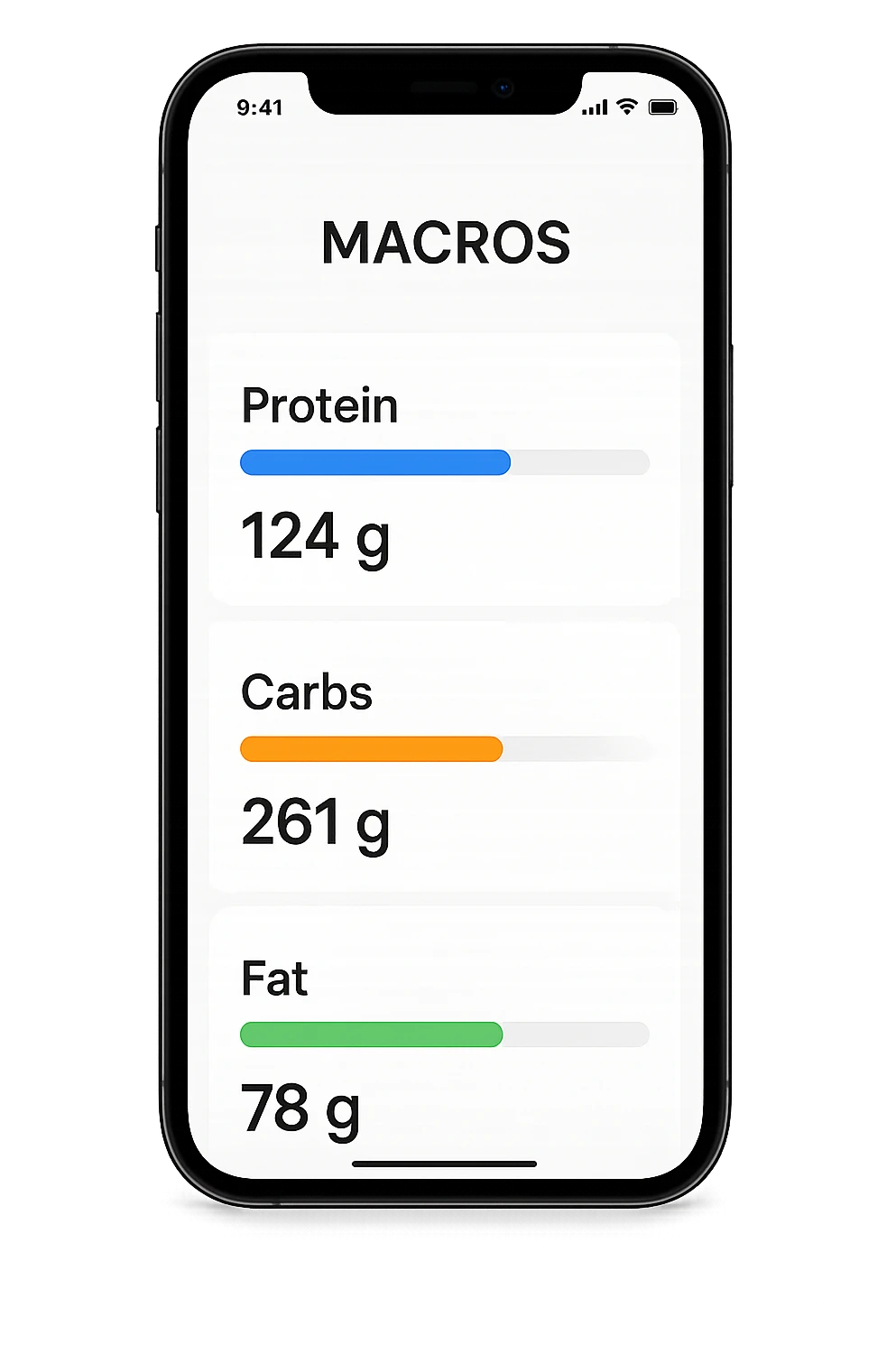 Tracking di macros alimentari su iphone emoji