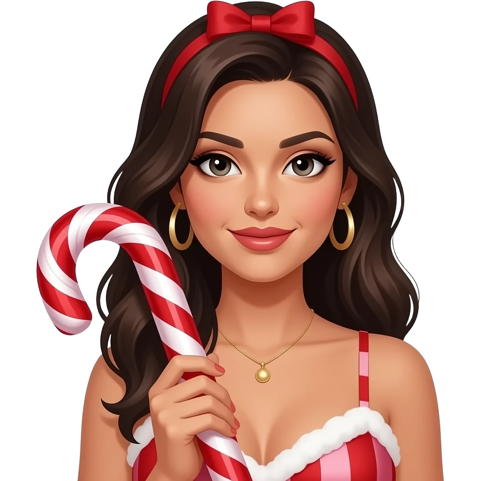 sexy latina woman with big Candy Cane emoji