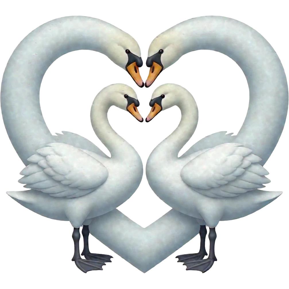 two swans forming heart shape emoji