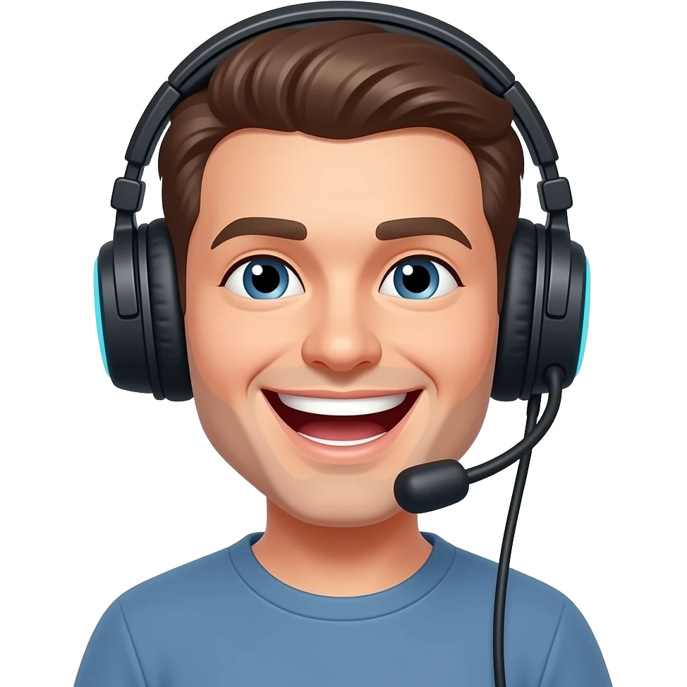 homme, casque jeux, rire emoji