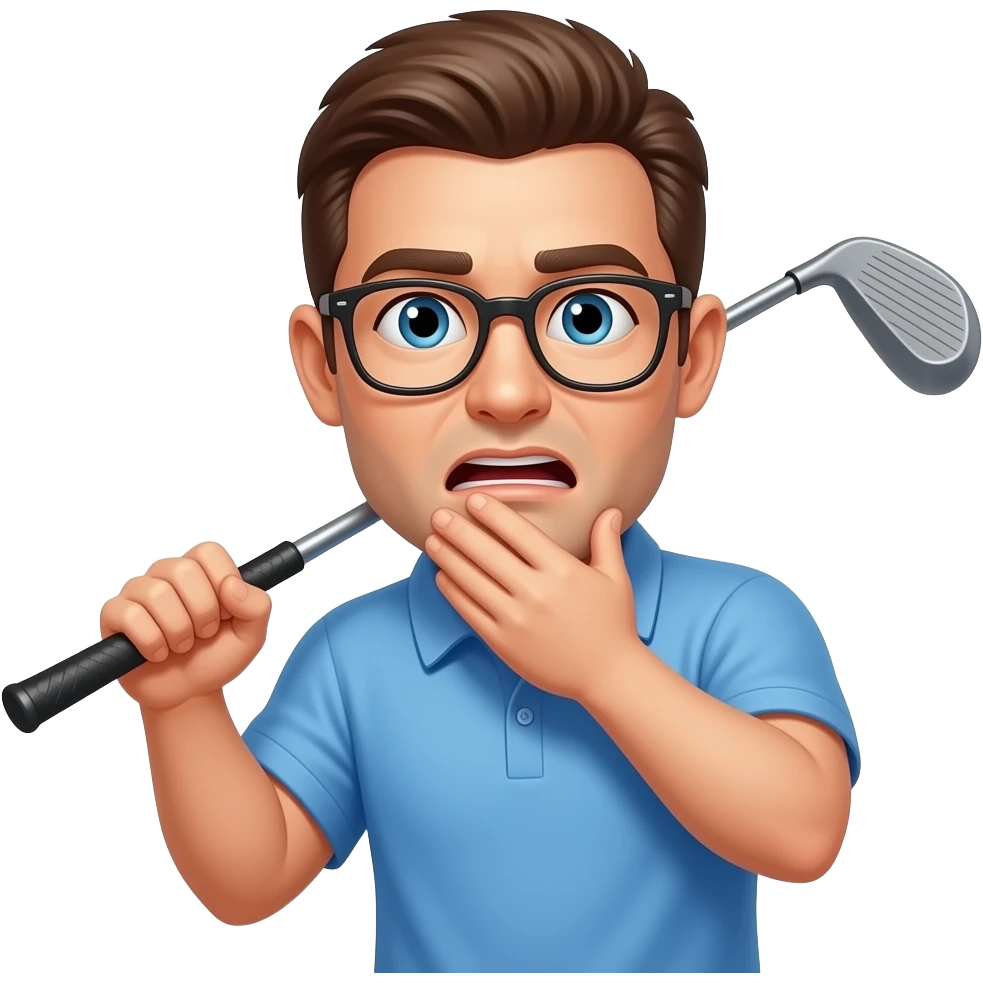Man choking holding golf club emoji