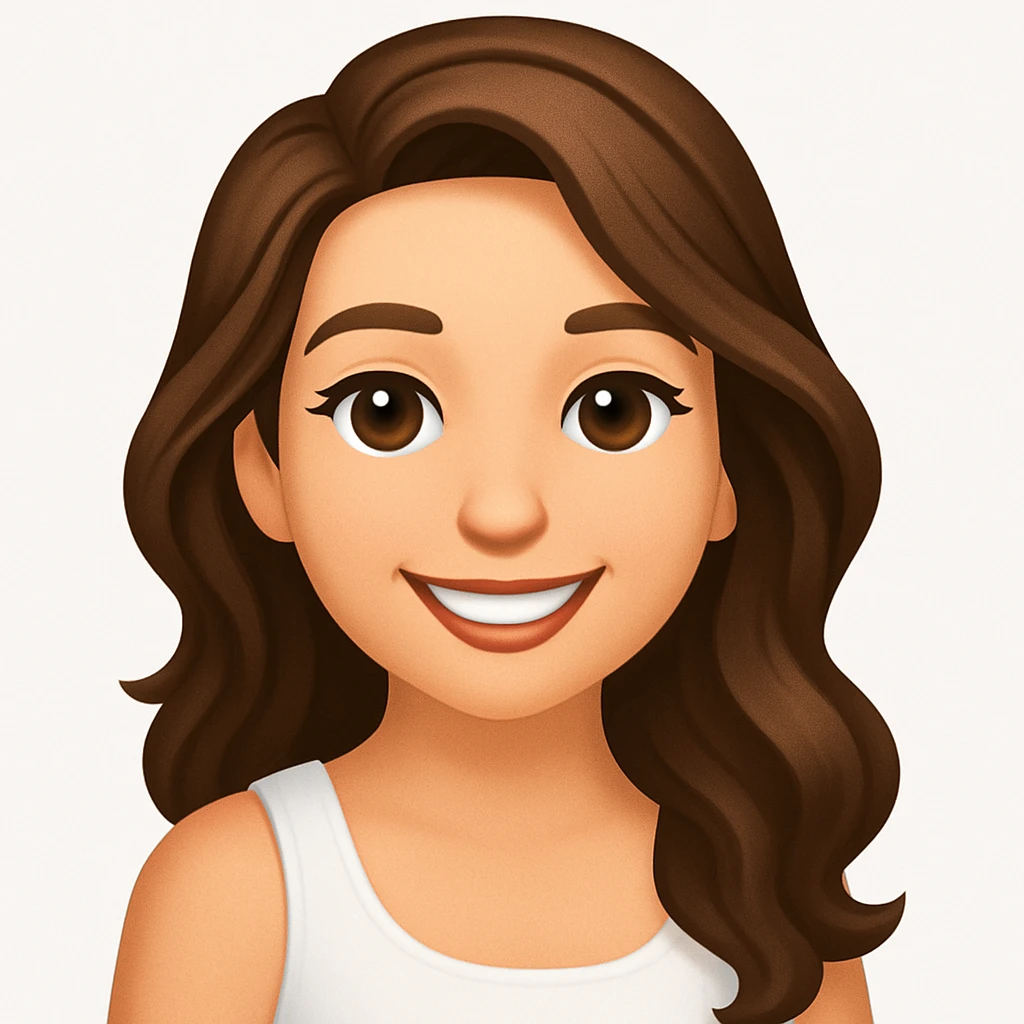 turn the second man in emoji style of the 1st image, match the facial features and match dressing style of the 2nd image, she is in whte tank top emoji