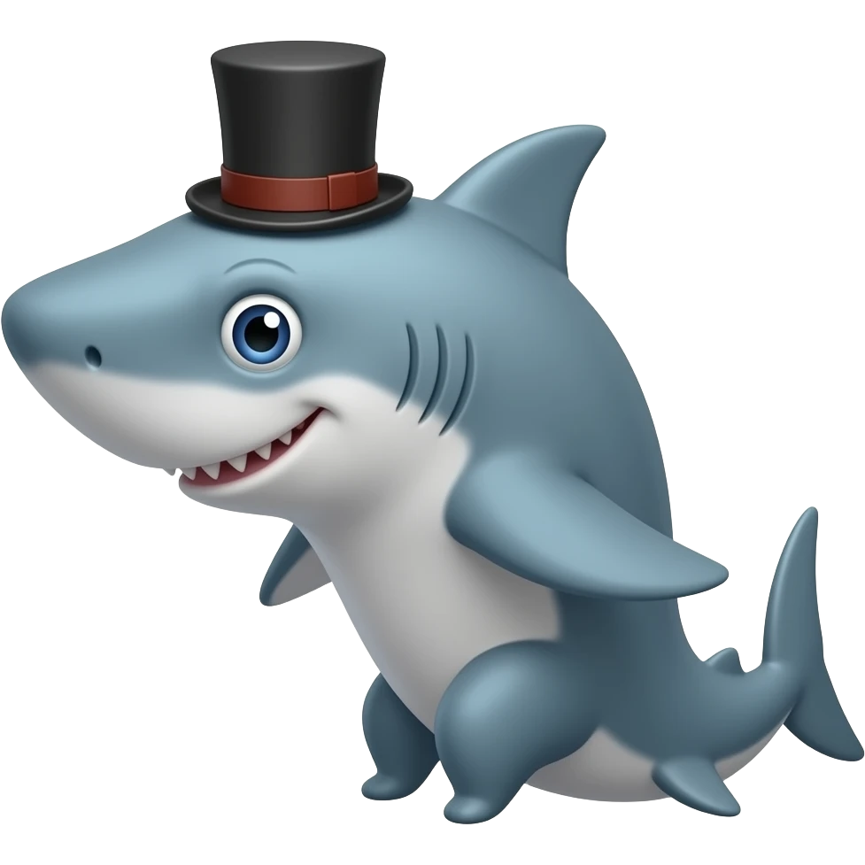Shark with a top hat emoji