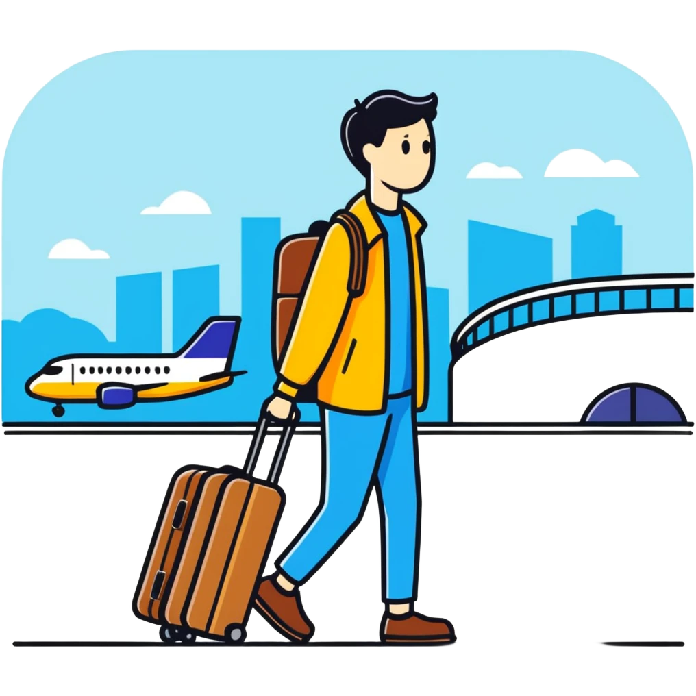 Yo con una maleta en el aeropuerto  emoji