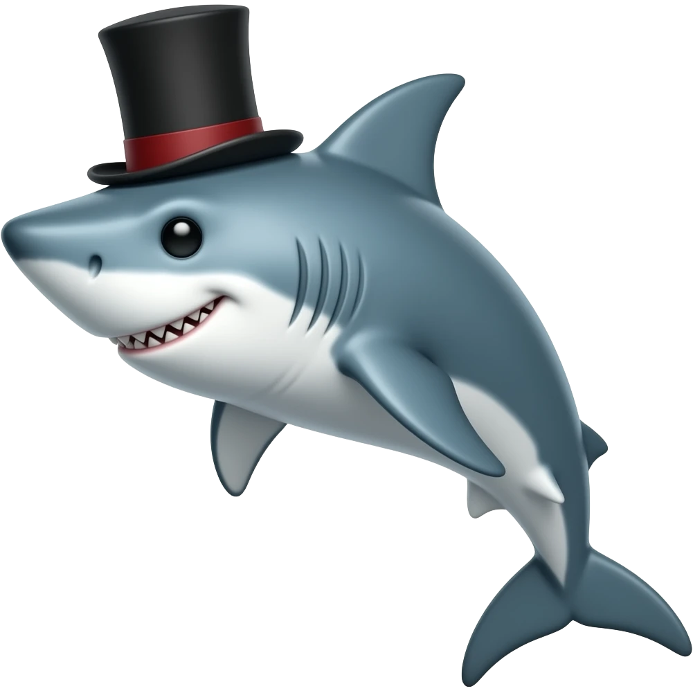 Shark with a top hat emoji