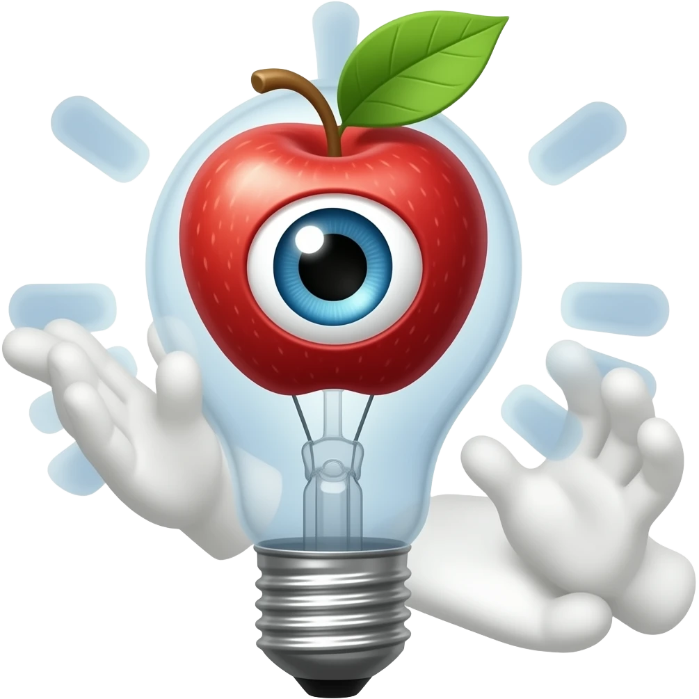 Halka emoji and uske aankh per Apple emoji