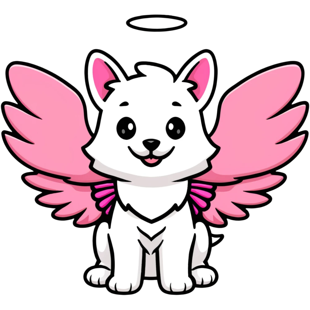 cute dog wearing Victoria's Secret angel wings and pink outfit emoji