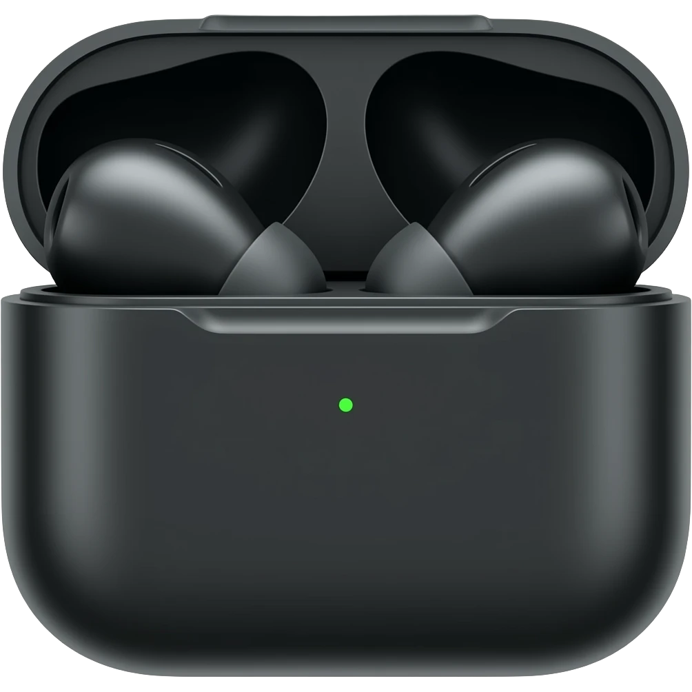 black wireless earphones and case emoji